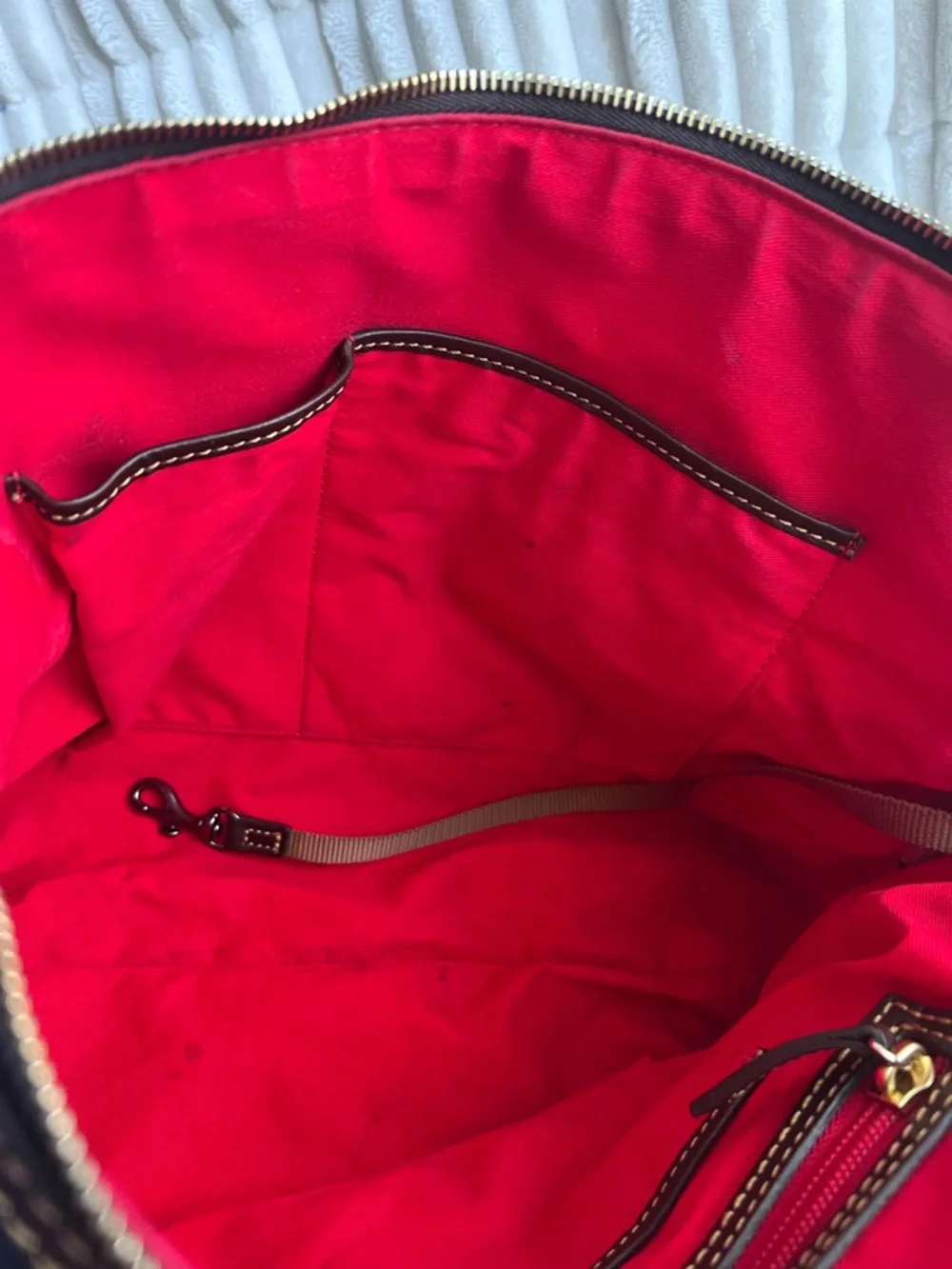 Dooney & Bourke Croc-Embossed Satchel with Gold Accents - Picture 12 of 16